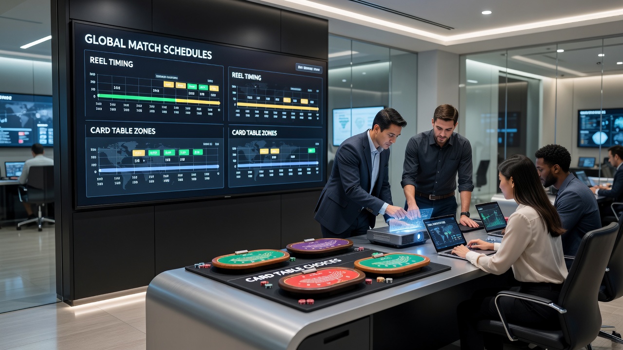 Integrated gaming floor in a multi-zone entertainment complex with synchronized slot and table areas during a major sporting event