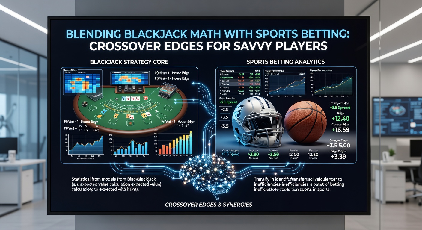 Graph comparing blackjack house edge curves with sports betting Kelly Criterion growth lines