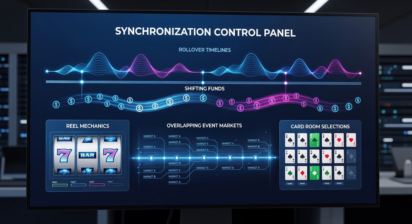 Casino floor with integrated audio systems linking slot areas and card rooms during multi-event periods